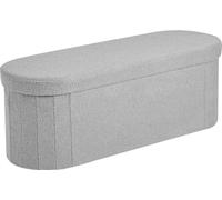 Banc ottoman de rangement ovale, banc de lit pliable en polaire Teddy, coffre ottoman de lit rembourré pliable avec grand espace de rangement, supporte 300 kg, pour salon, chambre à coucher, entrée, g