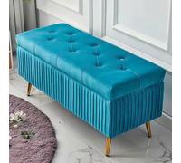 Banc ottoman moderne en velours avec base robuste, repose-pieds capitonné touffeté pour chambre à coucher, entrée, salon, salle à manger - 80 cm de long