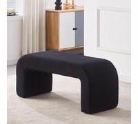 Banc ottoman rembourré Sherpa duveteux, banc moderne arqué en tissu pour salon, chambre, entrée, tabouret polyvalent pour décoration d'intérieur élégante