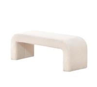 Banc ottoman rembourré Sherpa duveteux, banc moderne arqué en tissu pour salon, chambre, entrée, tabouret polyvalent pour décoration d'intérieur élégante