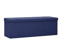 Banc pliable avec espace de rangement, bleu, aspect lin, 110 x 38 x 38 cm, pliable, avec rembourrage et couvercle rabattable pour couloir, couloir, salon, chambre à coucher