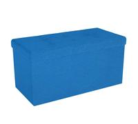 Banc pliable coffre de rangement 76 x 38 x 38 cm bleu océan - pouf tabouret repose-pieds et boîte en tissu avec couvercle