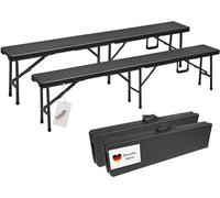 Banc pliable vendu par lot de 2, banc de bière polyvalent, banc pliable supportant jusqu'à 400 kg, banc pliable de 180 x 25 cm, banc de camping pour 4 personnes, banc de jardin portable imitation bois
