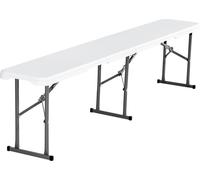 Banc pliant en plastique portable pour pique-nique en plein air Banc de jardin 183 cm Blanc