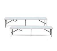 Banc pliant - ORION91 - 180x30x43cm - Blanc - Extérieur - 3 personnes