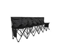 Banc Pliant Portable Banc De Camping à 6 Places Siège Latéral Léger Avec Poches Noir