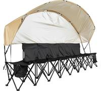 Banc pliant portable, banc de football à 6 places avec poches de rangement, porte-gobelets et sac de transport, siège léger avec pare-soleil pour le football, le baseball, le camping, les événements e
