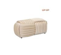 Banc pouf design moderne entrelacé en velours 90x45x45 cm Softy - Crème
