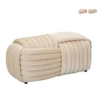 Banc pouf design moderne entrelacé en velours 90x45x45 cm Softy - Crème Crème G