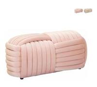 Banc pouf design moderne entrelacé en velours 90x45x45 cm Softy - Rose Rose G