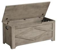 Banc/pouf rectangulaire - Pouf de salon - Structure en bois - Style cottage moderne - Sans rembourrage - À monter - Gris