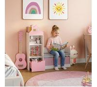 Banc pour enfant avec étagère Vipsali 100 x 99 x 30 cm blanc rose