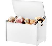 Banc pour enfants avec espace de rangement - Coffre à jouets en bois - Avec dossier - Charnière de sécurité - Banc & Coffre 2 en 1 - Pour chambre d'enfant, couloir - Dimensions 59,7 x 36,8 x 54,5 cm -