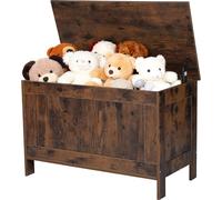 Banc pour enfants avec espace de rangement - Coffre à siège & coffre à jouets en bois - Charnière de sécurité - 75,4 x 38,9 x 48 cm - Pour chambre d'enfant - Marron