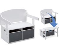 Banc pour enfants, bureau et organiseur 3 en 1 - Blanc & Gris - de Ginger Home avec espace de rangement