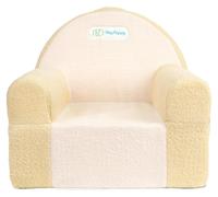 Banc pour enfants en mousse confortable - Petit banc pour tout-petits - Revêtement en velours doux - Design moderne - Pour jouer et apprendre - Couleur beige - Petit fauteuil pour enfants