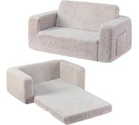 Banc pour enfants - Fauteuil relax - Pour jouer et se détendre - 2 en 1, pliable - Largeur : 110 cm - Gris clair