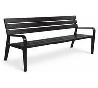 Banc public Casa Padrino - Banc urbain avec dossier et accoudoirs, noir, 180 cm
