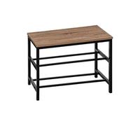 Banc range chaussures en panneaux de particules/métal coloris naturel - Longueur 63 x Profondeur 30 x Hauteur 45 cm --