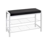 HAKU Banc à chaussures Elia 75 cm rembourré velours métal – étagère Noir/Blanc