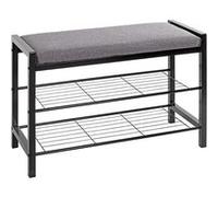 HAKU Banc à Chaussures Gris Noir, métal, étagère à Chaussures avec Assise rembourrée en Tissu - Dimensions : L 75 x H 50 x P 32 cm Style : Moderne
