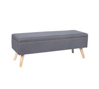 Banc Relaxdays en Lin, Rangement, H x L x P : 40 x 110 x 40 cm, Pieds en Bois, Banc Coffre rembourré pour Chambre, Gris
