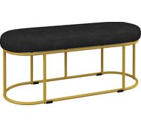 Banc rembourré aspect velours, banc, banc de lit, coiffeuse Banc, banc d'entrée pour salon, jusqu'à 200 kg, acier, noir