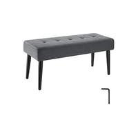 banc rembourré en velours gris motif matelassé 95x38x45 cm charge 220 kg robustesse confort assise
