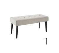 banc rembourré motif matelassé en velours taupe pieds acier stable 95x38x45 cm