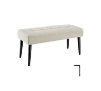 banc rembourré motif matelassé scandinave en bou rème pieds acier 95x38x45cm confortable et élégant