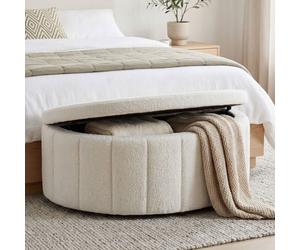 banc rembourré - TECTAKE - Banquette rembourrée Moon avec rangement, capacité 150 kg - 108 x 48 x 38,5 cm - MDF, polyester, acier