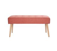 Banc scandinave capitonné en tissu effet velours texturé terracotta et bois clair L96 cm GUESTA