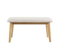 Banc scandinave en tissu effet velours texturé beige et bois clair L92 cm ELION