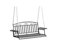 Banc suspendu 2 places balancelle de jardin en métal dim. 137L x 58l x 52H cm noir