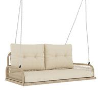 Banc suspendu - balancelle de jardin - Outsunny - 2 places avec coussins charge 240 kg - résine tressée - 115x66x44cm - beige