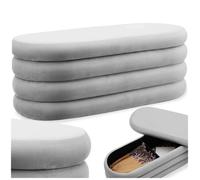 tectake® Banc rembourré avec Rangement, 110 x 45 x 42 cm, Max. 150 kg, Banc de Rangement, Bout de lit Coffre, Coffre avec Couvercle, Meuble Salon, Entrée, Chambre, Dressing - Aspect Velours Gris