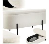 Banc - TECTAKE - Banc rembourré LANJA avec espace de rangement à l'aspect bouclé 96 x 36 x 42 cm - Beige