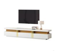 Banc TV/commode moderne effet marbre 200 x 40 x 42 cm, 3 tiroirs, pour TV jusqu’à 90 pouces