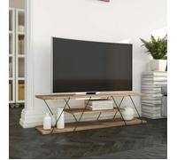 Banc TV filaire décor bois noyer et métal noir JENA