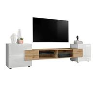 Banc TV Merano Komodee - sans LED - Blanc Wotan Blanc - 230 x 53 x 35 cm