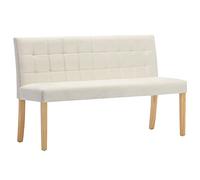 Banc Velours Crème 140 cm avec Dossier Motif Linéaire et Pieds en Bois | Assise rembourrée, velours doux, bois d'hévéa, montage facile, usage polyvalent