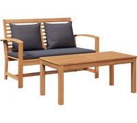 Banc vidaXL marron et gris foncé 110 x 66 x 76 cm en teck massif
