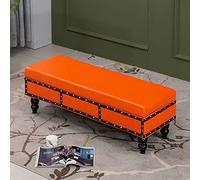 Banc Vintage Extra Long, Banc Moderne en Tissu PU, Banc d'entrée rembourré, avec siège rembourré et Pieds en Bois d'hévéa, pour Chambre à Coucher, Salon, Couloir