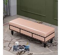 Banc Vintage Extra Long, Banc Moderne en Tissu PU, Banc d'entrée rembourré, avec siège rembourré et Pieds en Bois d'hévéa, pour Chambre à Coucher, Salon, Couloir