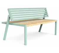Banco de jardín Casa Padrino, color menta/tons naturels, 150 cm - Banco de parque de doble cara con respaldo - Banco de exterior - Muebles de jardín
