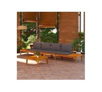 vidaXL Bancs de jardin avec coussins gris foncé 2 pcs. Bois d'acacia