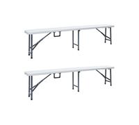 Bancs de jardin pliables lot de 2 180 cm PEHD Blanc