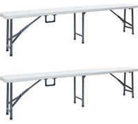 Bancs de jardin pliables lot de 2 180 cm PEHD Blanc
