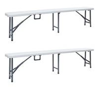 vidaXL Bancs de jardin pliants 2 pcs. 180 cm HDPE blanc