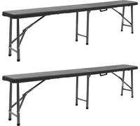 Bancs de jardin pliables lot de 2 180 cm PEHD Noir